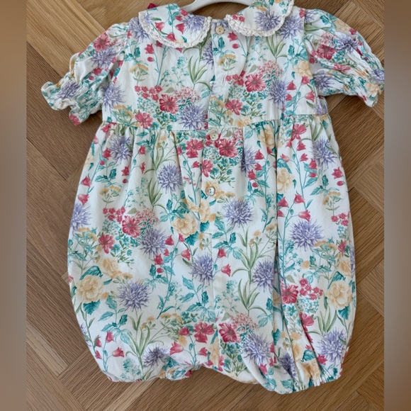 La Coqueta Floral Baby Romper with Red Bow - Picture 2 of 5